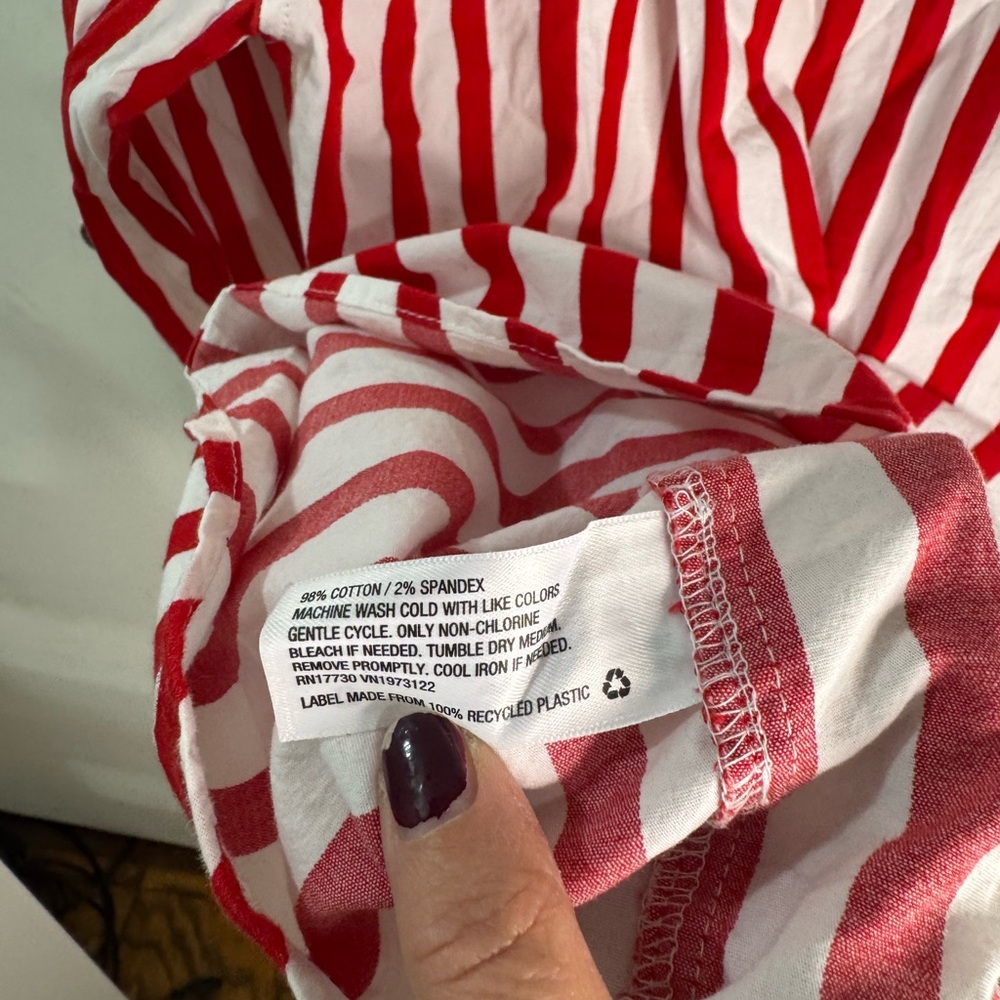 A New Day Red and White Striped Button Down Shirt, size XS - Picture 8 of 8